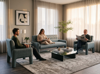 Thumbnail for Sky Blue 3 Seater Sofa Modern Chenille KD Sofa for Living Room