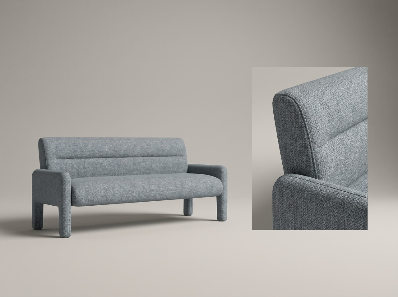 Sky Blue 3 Seater Sofa Modern Chenille KD Sofa for Living Room