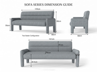Thumbnail for Sky Blue 3 Seater Sofa Modern Chenille KD Sofa for Living Room