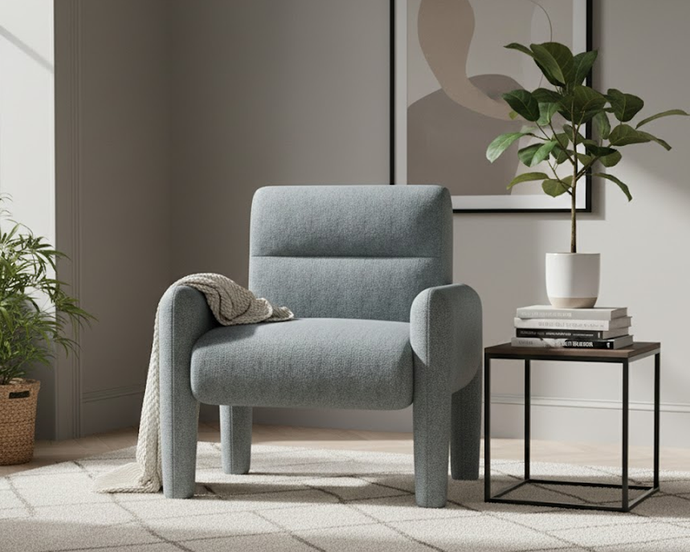 Modern Single Seater Sofa Dubai Sky Blue – Luxurious Chenille Chair