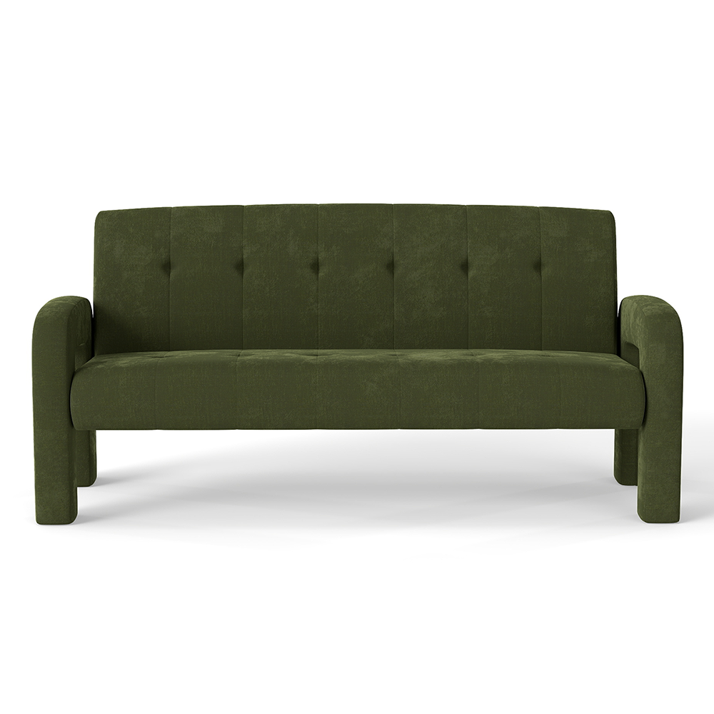 Wooden frame visible under Milan Hunter Green upholstery