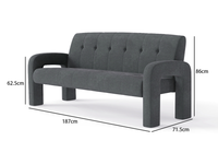 Thumbnail for 3 Piece Milan Charcoal Sofa Set