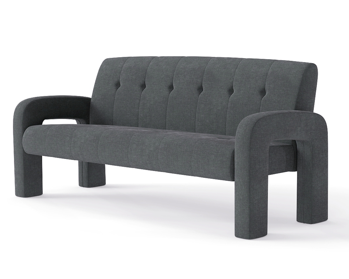 Modern 3 Seater Sofa Milan Charcoal