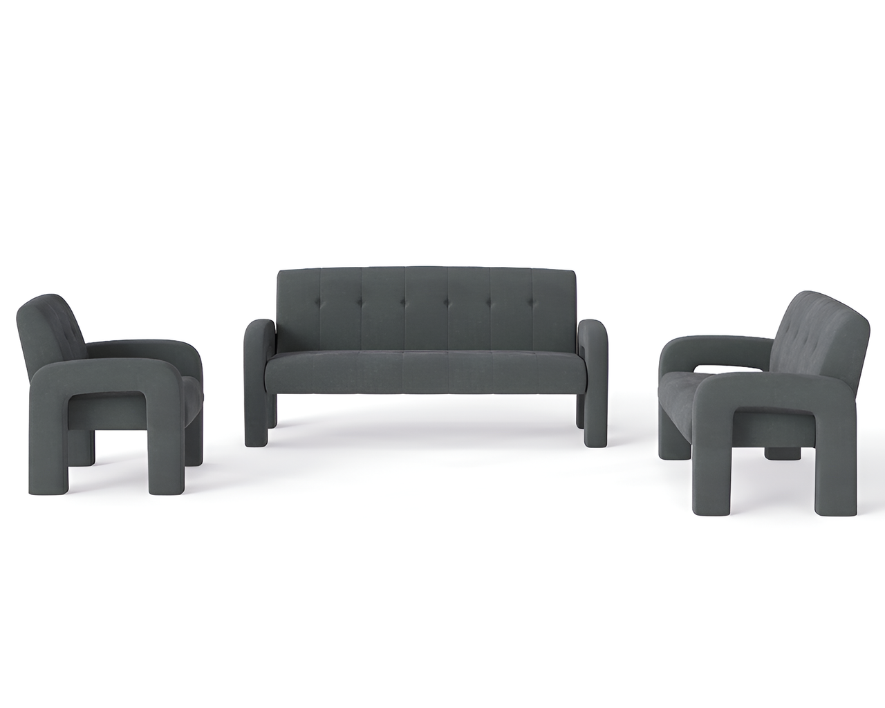 3 Piece Milan Charcoal Sofa Set