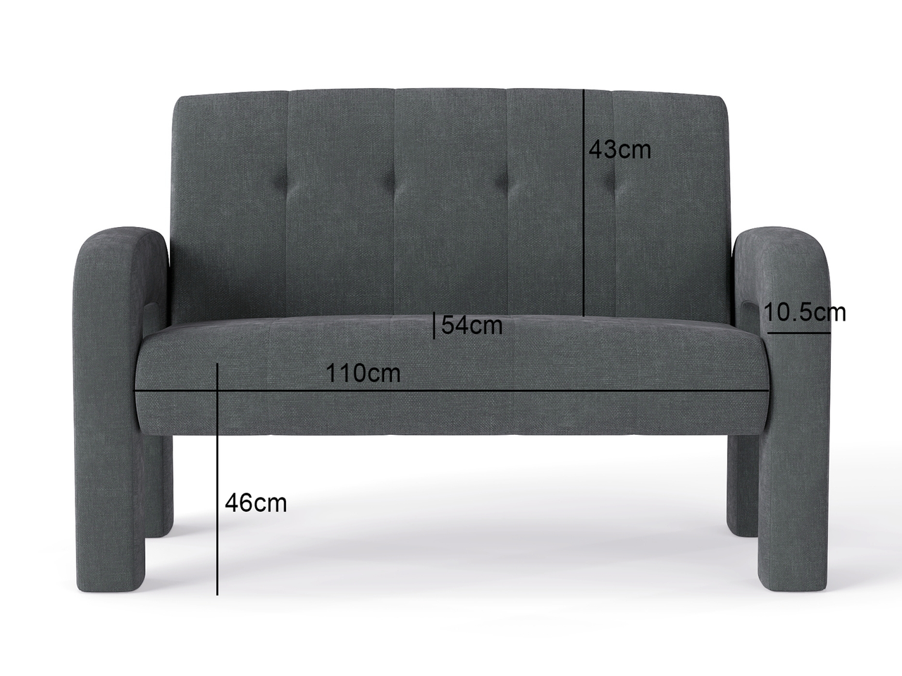 3 Piece Milan Charcoal Sofa Set