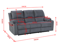 Thumbnail for NovaCloud Fabric 3 Seater Recliner Sofa