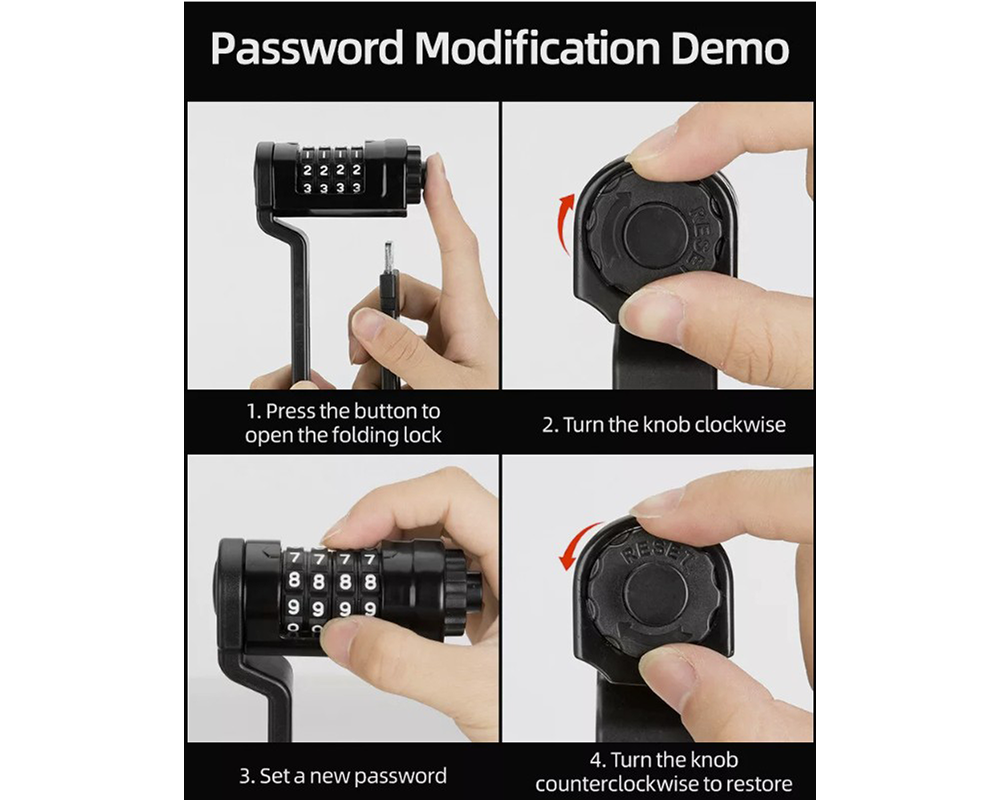 Secure folding lock for bicycles