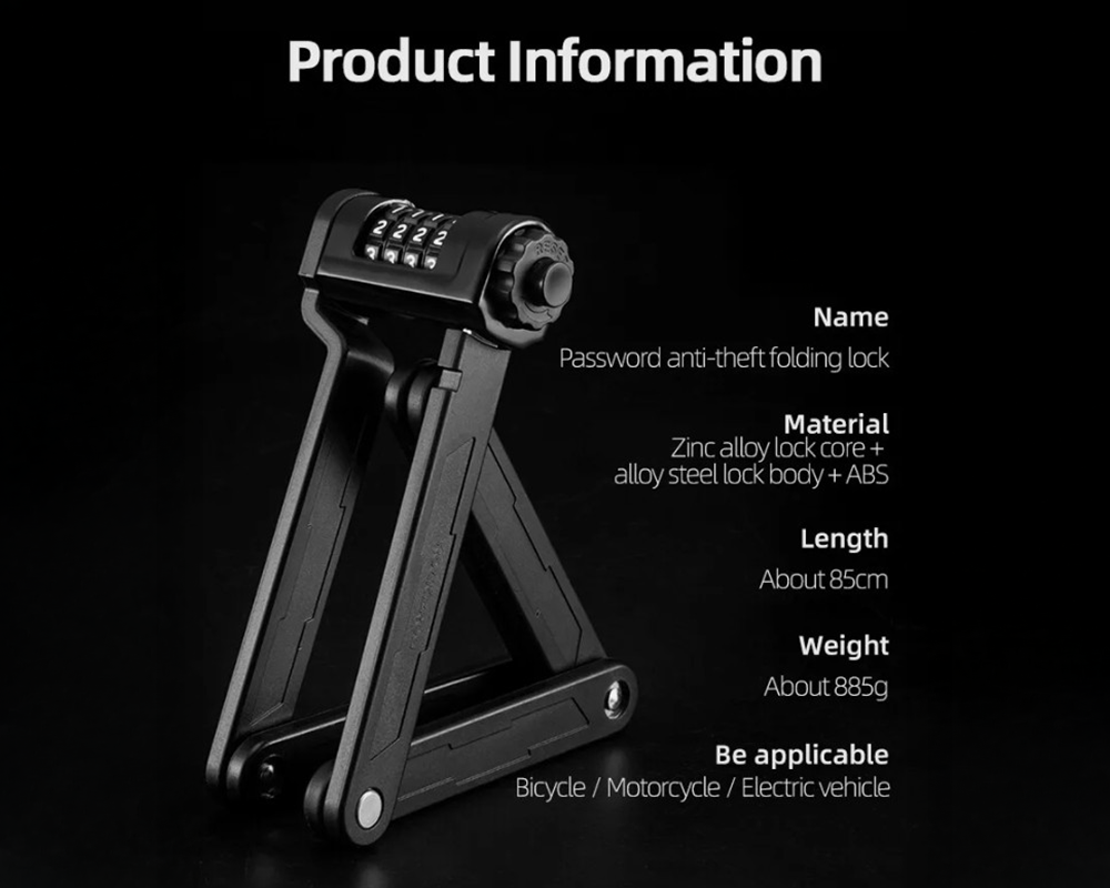 Secure folding lock for bicycles