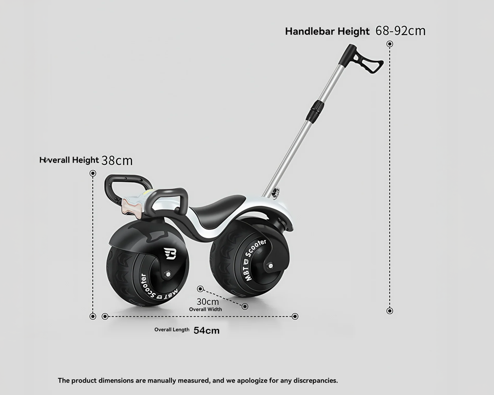 Ride-On Balance Bike with Music and Parent Push Bar