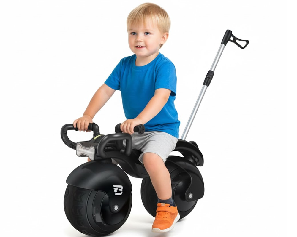 Ride-On Balance Bike with Music and Parent Push Bar
