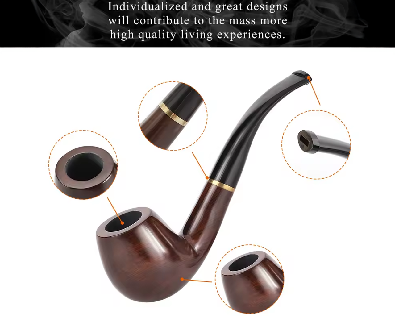 Classic pipe with gold-coloured ferrule detail
