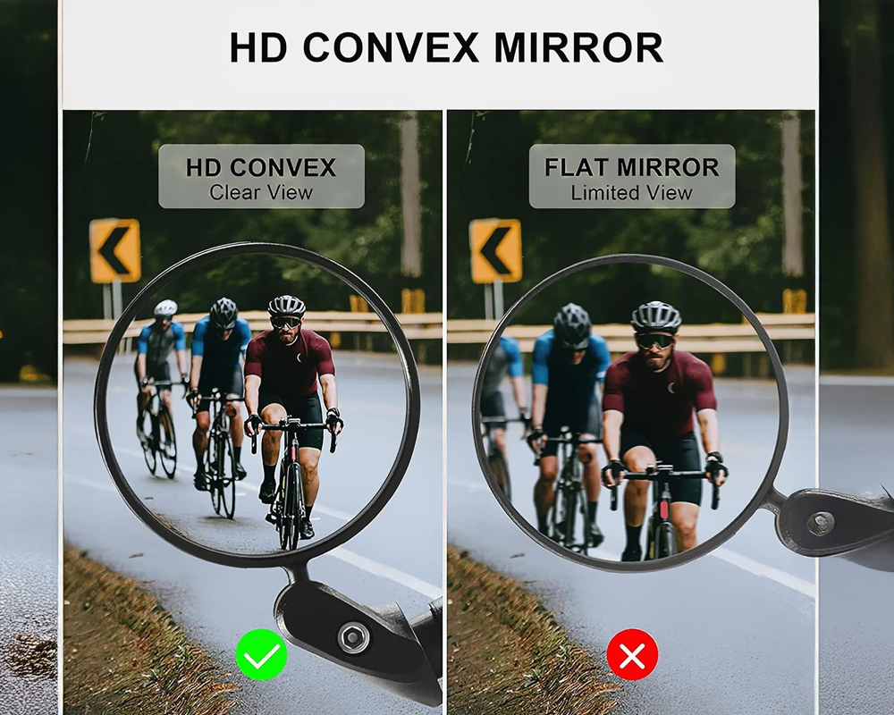 Side view of adjustable handlebar mirror
