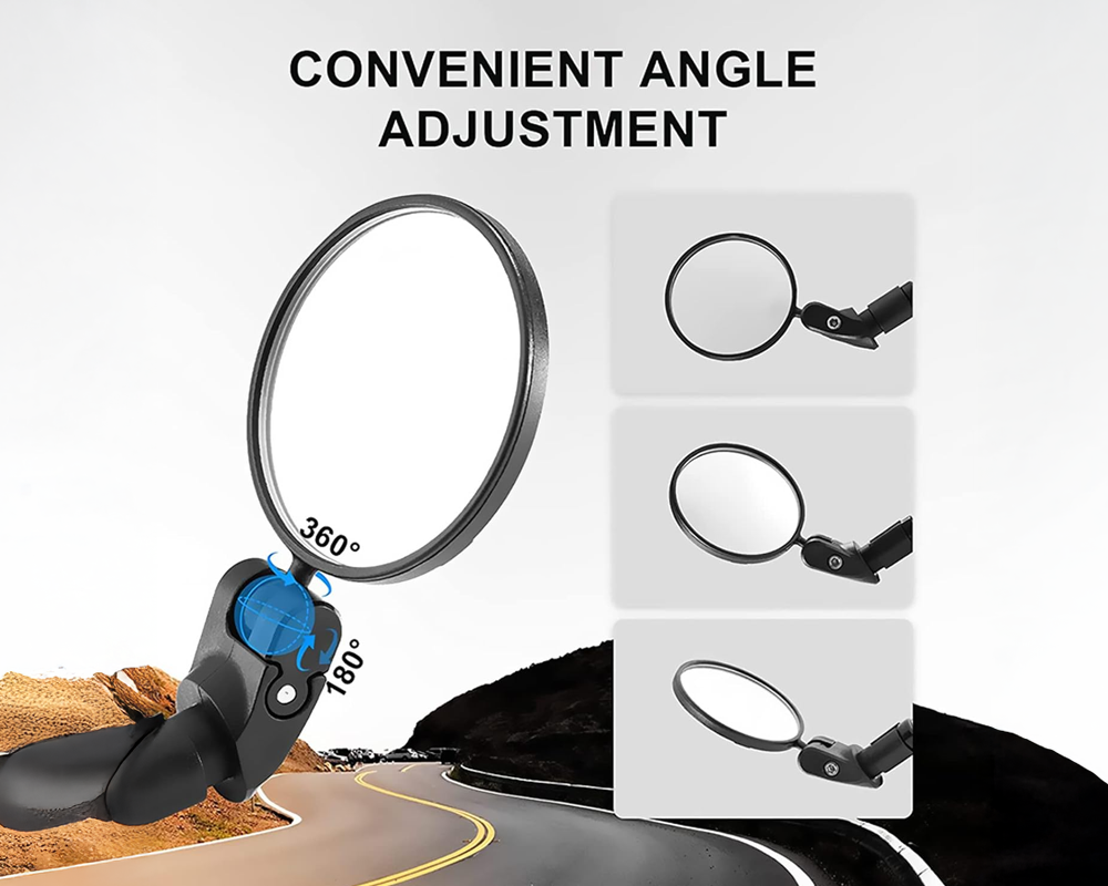 Bike mirror with rubber buckle strap