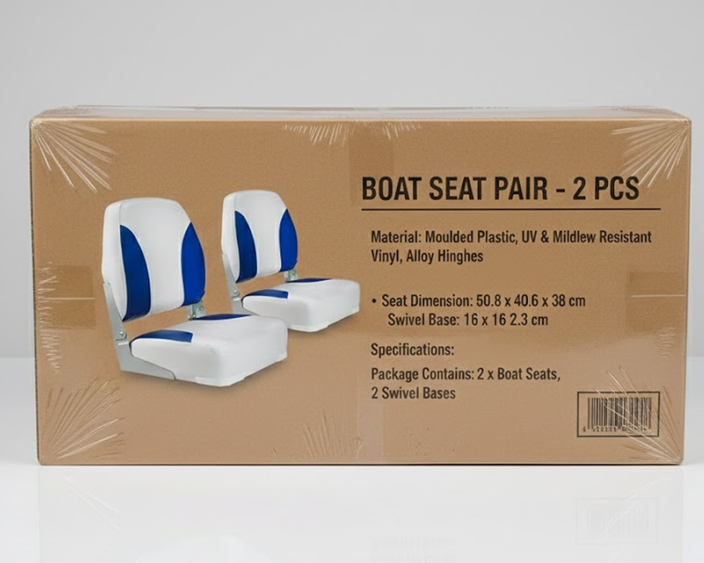 Close-up of rust-resistant hardware on boat seats