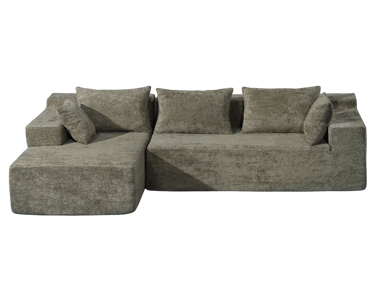 Compressed L-Shape Modular Sofa with Chaise - Modern Space-Saving Lounge Sofa