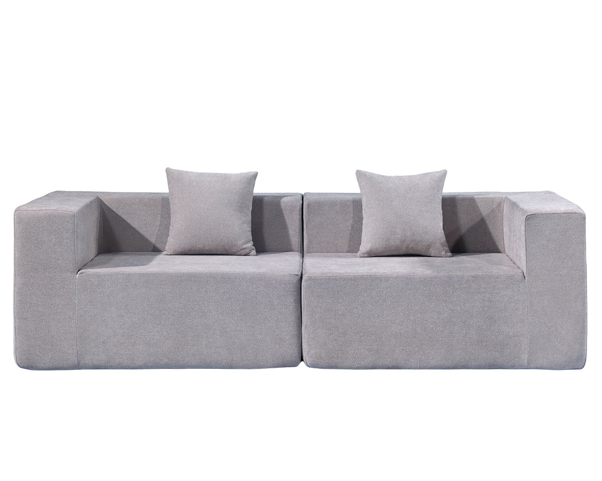 Compressed Modular 2-Seater Sofa - Beige Space-Saving Lounge Sofa