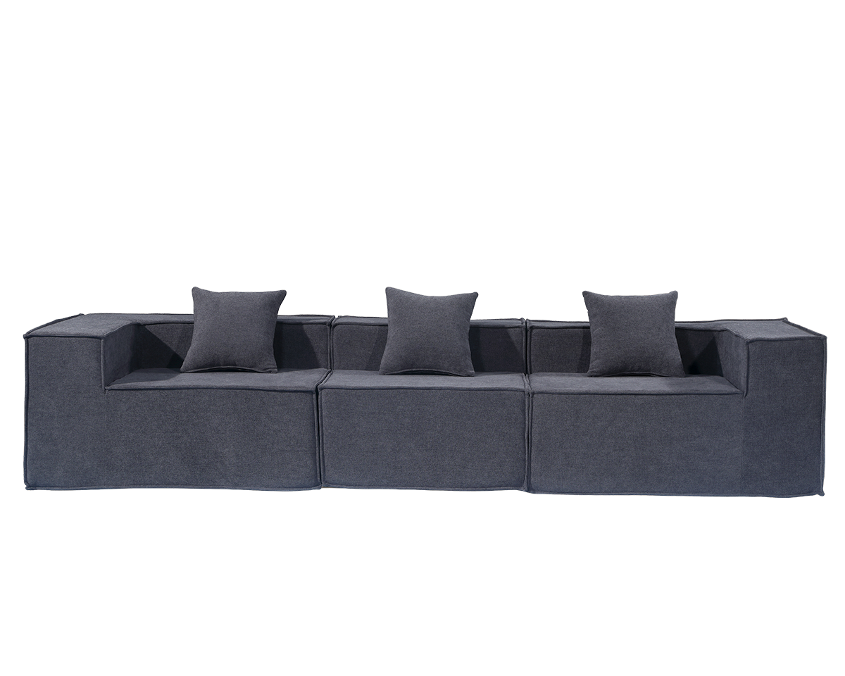 Modern 3 Seater Modular Fabric Sofa Compressed Lounge Couch