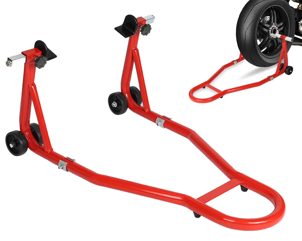 Rear motorcycle paddock stand red steel frame