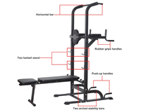 Thumbnail for Power Tower Dip Station Pull Up Bar for Home Gym
