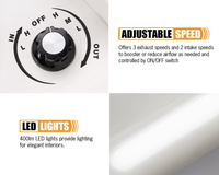 Thumbnail for Side angle of RV Roof Vent Fan with LED Lights motor and fan blades