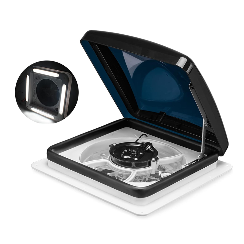 Back view of RV Roof Vent Fan with LED Lights motor housing