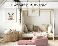 Thumbnail for Fold-out kids sofa bed in pink colour