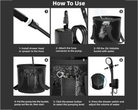 Thumbnail for Portable Camping Shower Kit with Folding Bucket