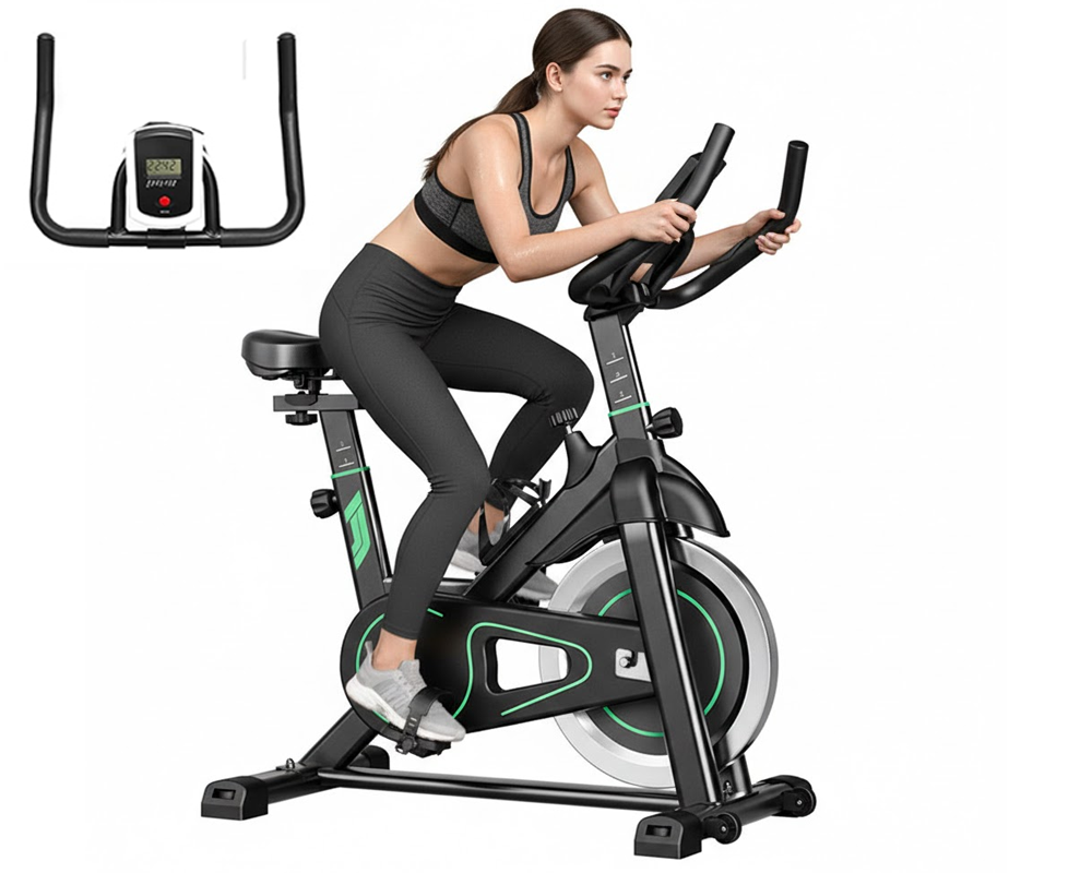 Close-up of spin bike adjustable resistance knob