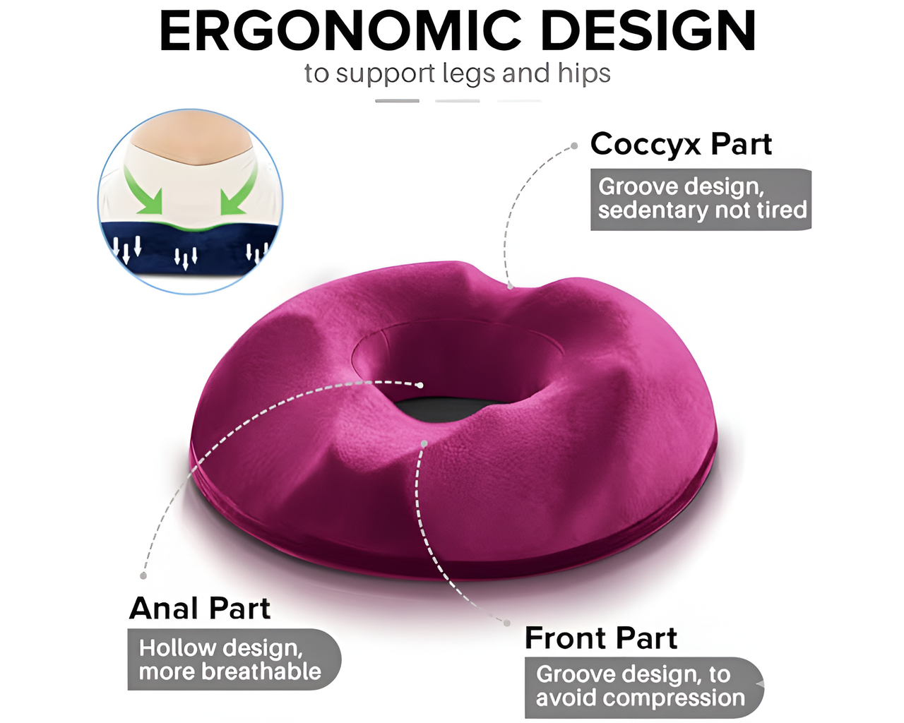 Memory Foam Donut Seat Cushion office chair use