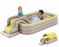 Thumbnail for Family inflatable pool with yellow canopy and slide