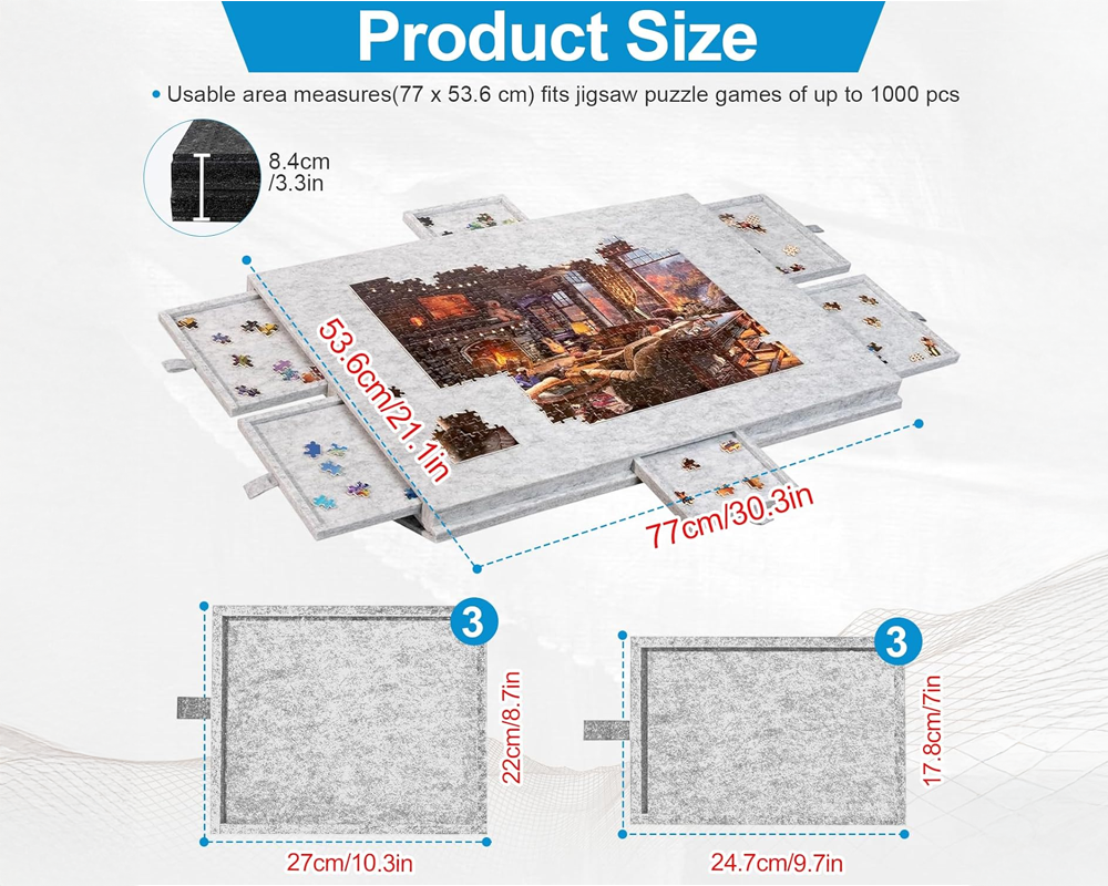 Portable jigsaw puzzle table folded for storage