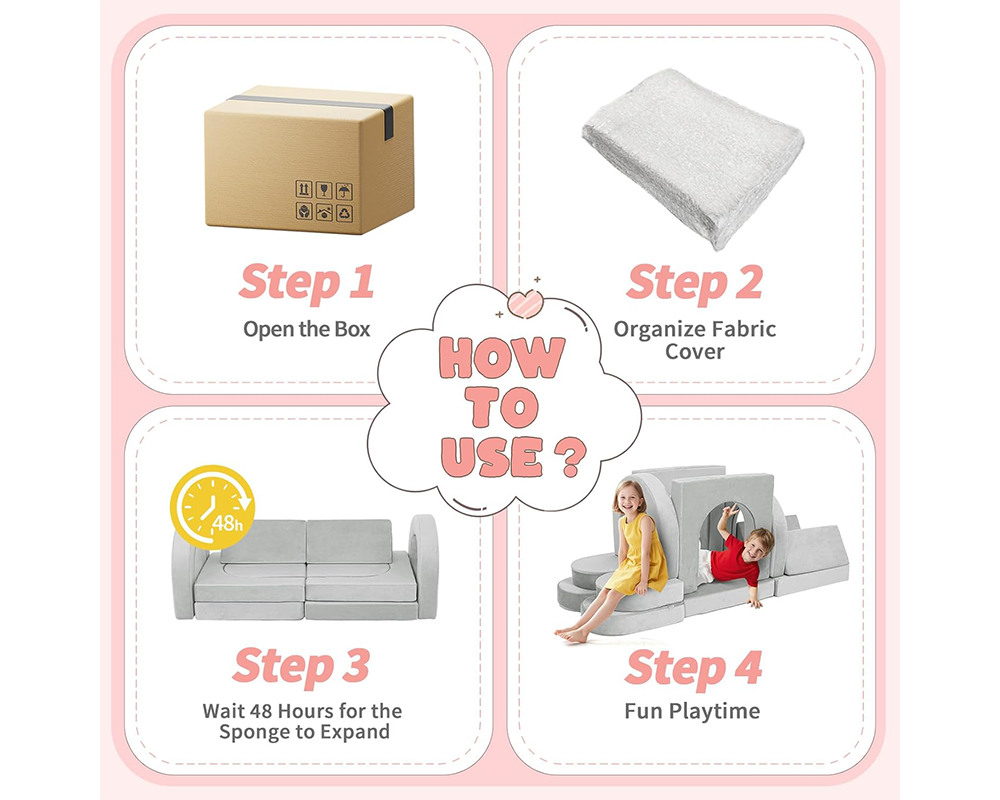 Modular Kids Play Couch Foam Sofa Set 12pcs