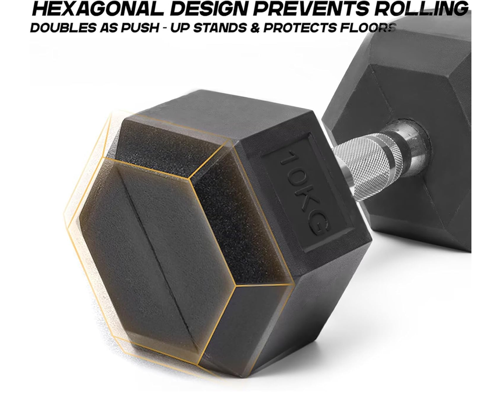 Dumbbells resting on gym floor mat
