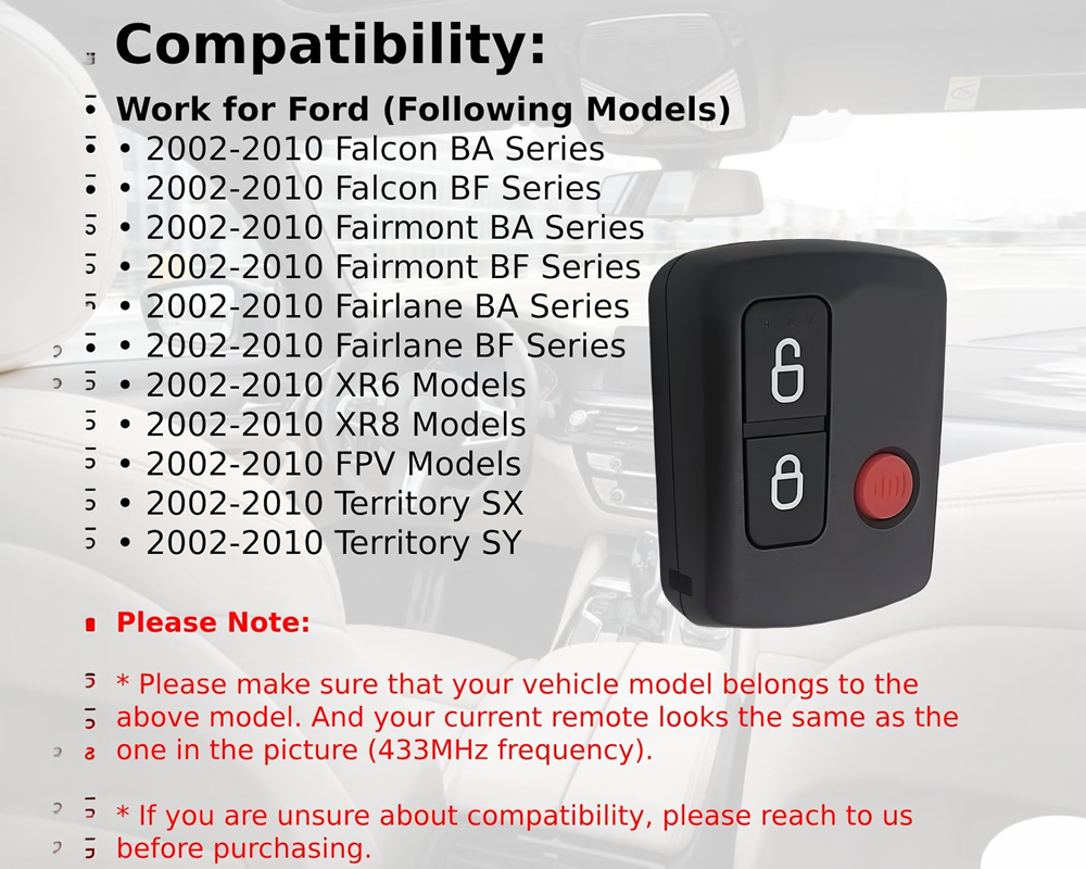 Ford Falcon key fob remote control ready to program