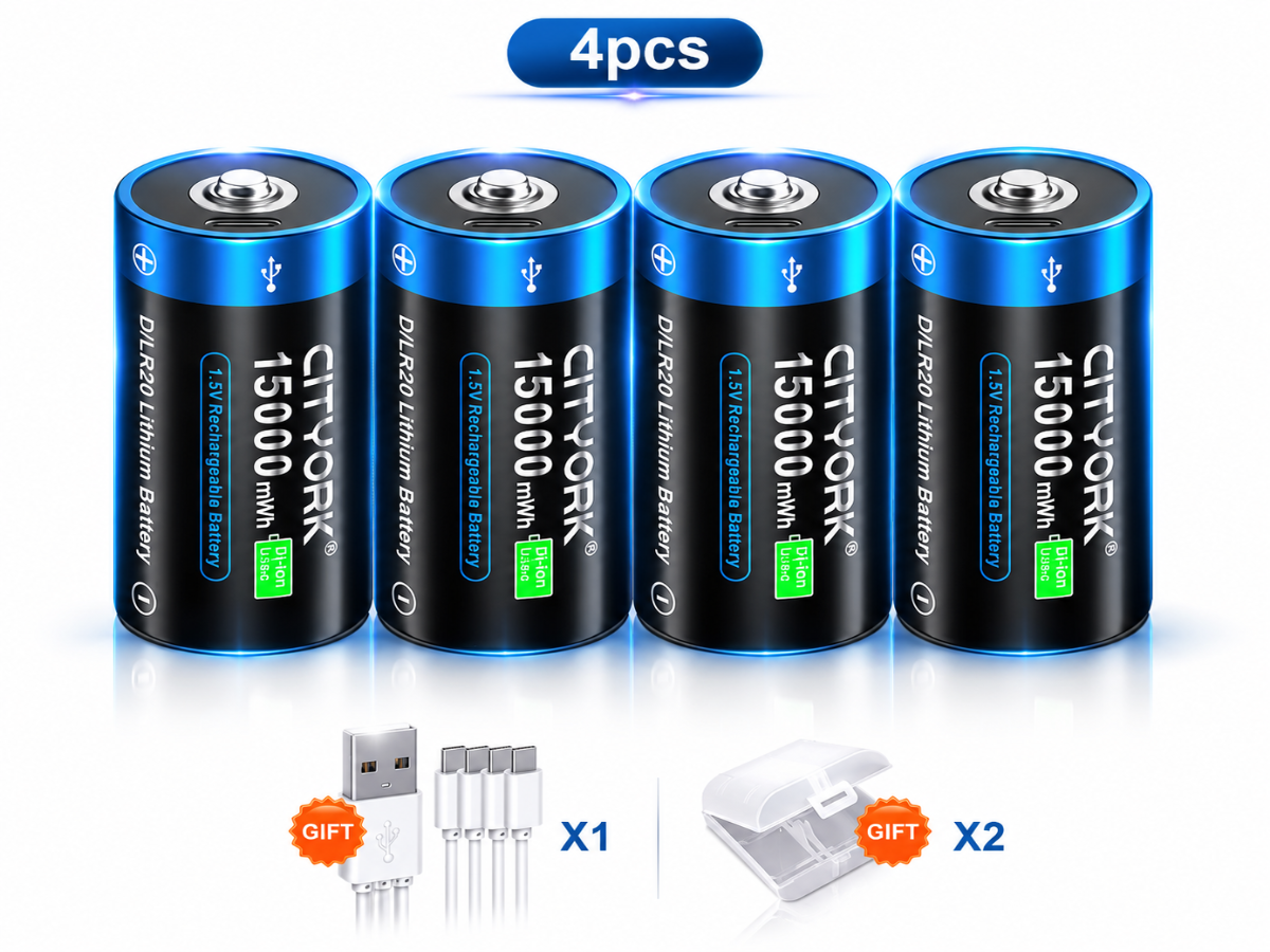 Rechargeable D Batteries 4 PCS