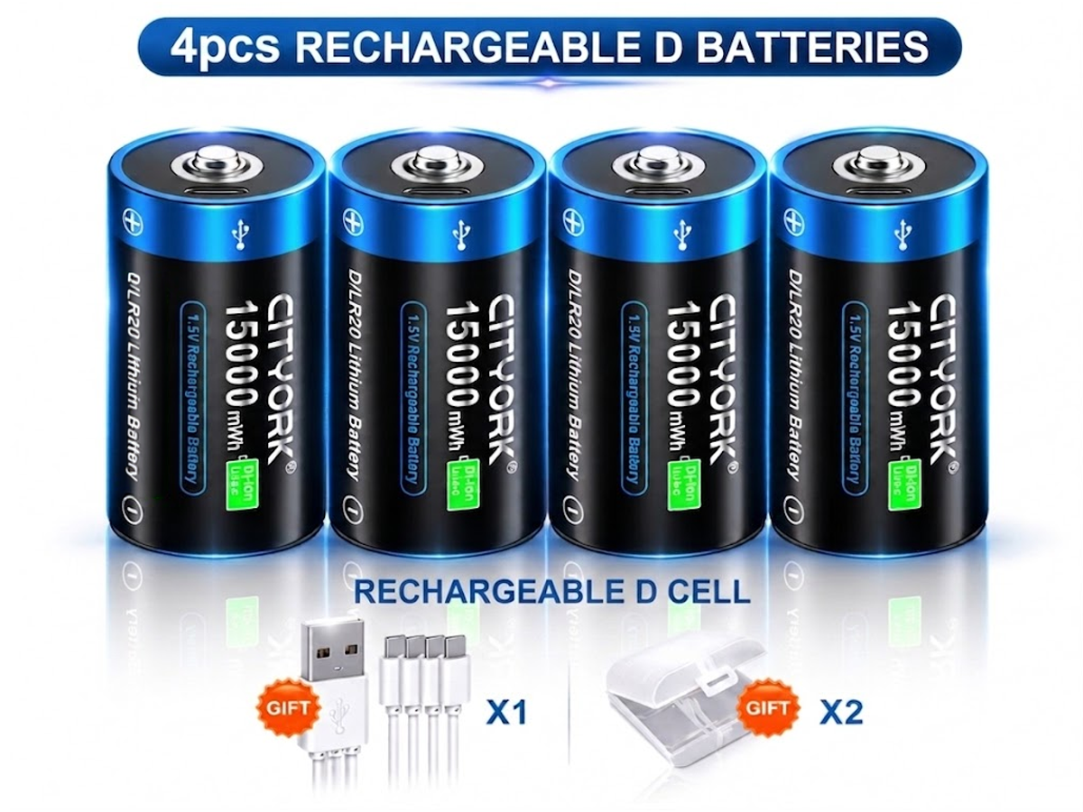 Rechargeable D Batteries 4 PCS