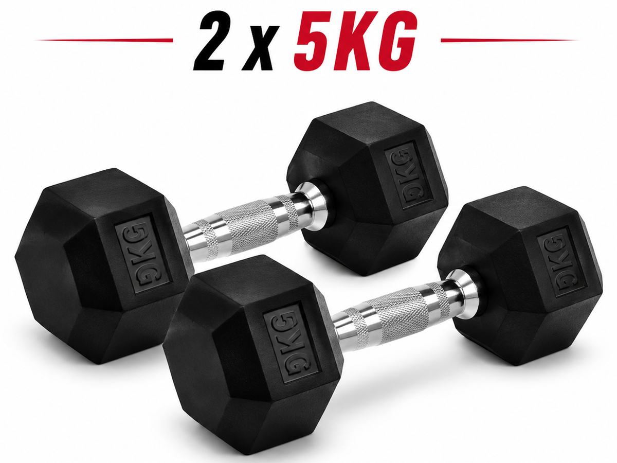 5KG Hex Dumbbells Rubber Encased Fitness Weights Pair