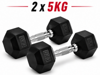 Thumbnail for 5KG Hex Dumbbells Rubber Encased Fitness Weights Pair