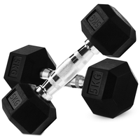 Thumbnail for 5KG Hex Dumbbells Rubber Encased Fitness Weights Pair