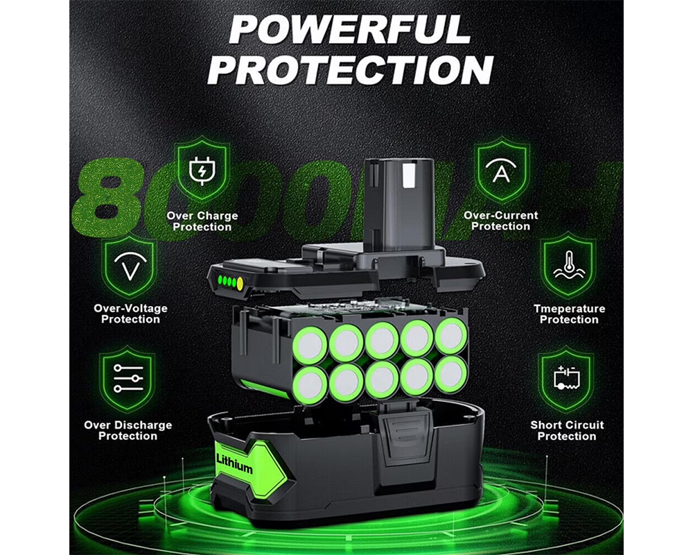 Ryobi 18V Battery 8000mAh Replacement Battery