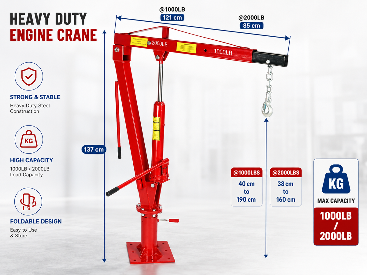 Engine Hoist Crane 900Kg Swivel Base Hydraulic Lifting Deck Hoist
