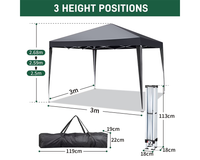 Thumbnail for Gazebo 3X3 Outdoor Marquee Gazebos Wedding Party Camping Tent 4 Wall Panels