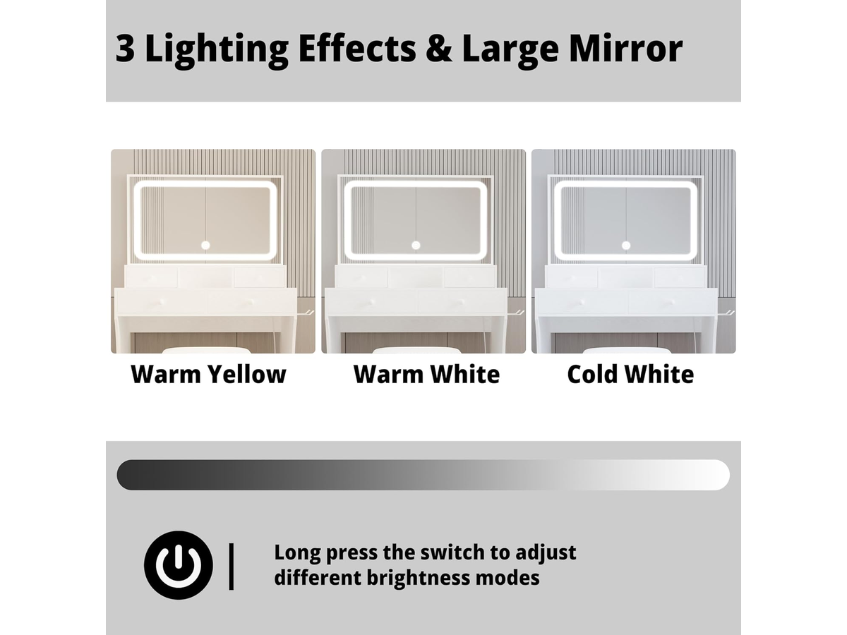 Dressing Table – 80CM Dressing Table with Mirror LED Lights