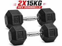 Thumbnail for Dumbbell Set 2 x 15kg Hex Weights