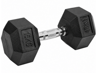 Thumbnail for 15kg Rubber Hex Dumbbell