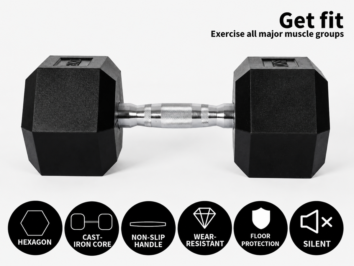 Dumbbell Set 2 x 15kg Hex Weights