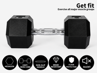 Thumbnail for Dumbbell Set 2 x 15kg Hex Weights