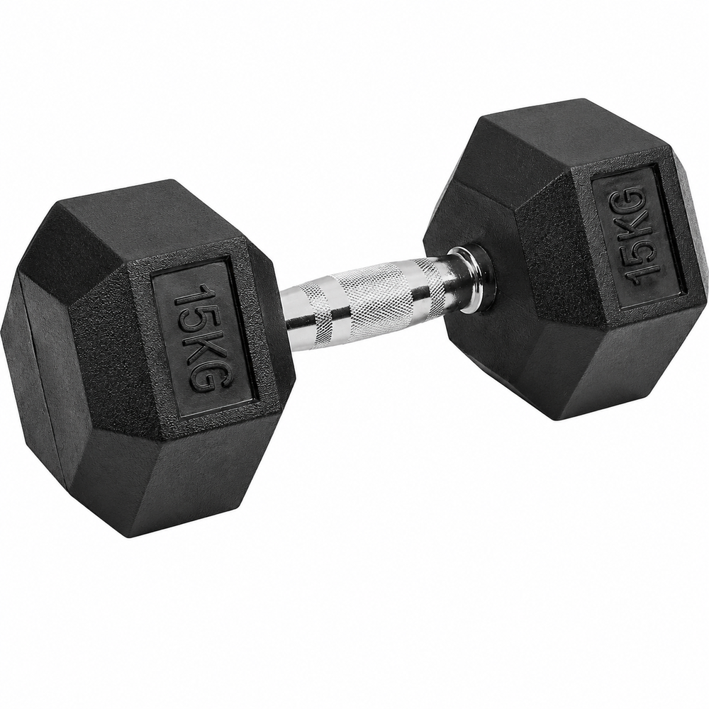15kg Rubber Hex Dumbbell