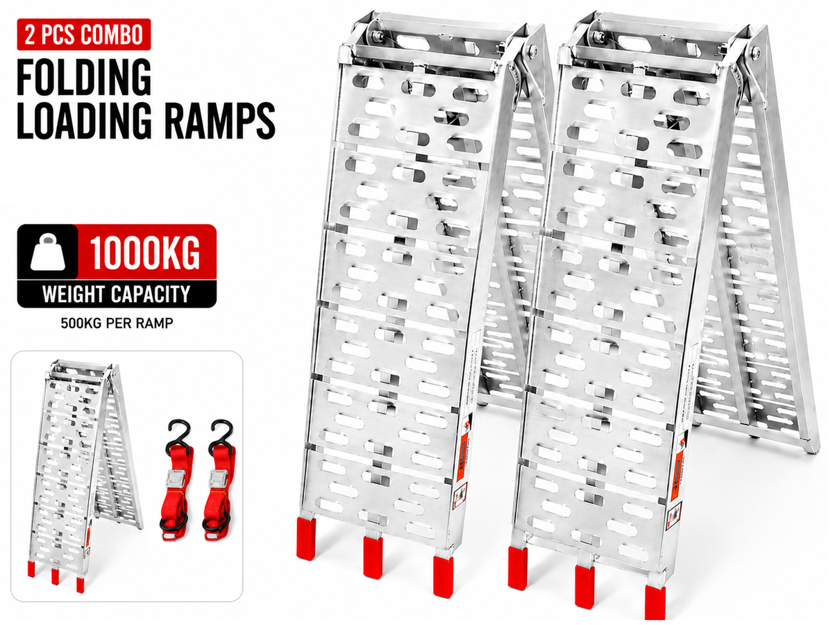 Aluminum Folding Ramps ATV Mower Loading Ramps Pair