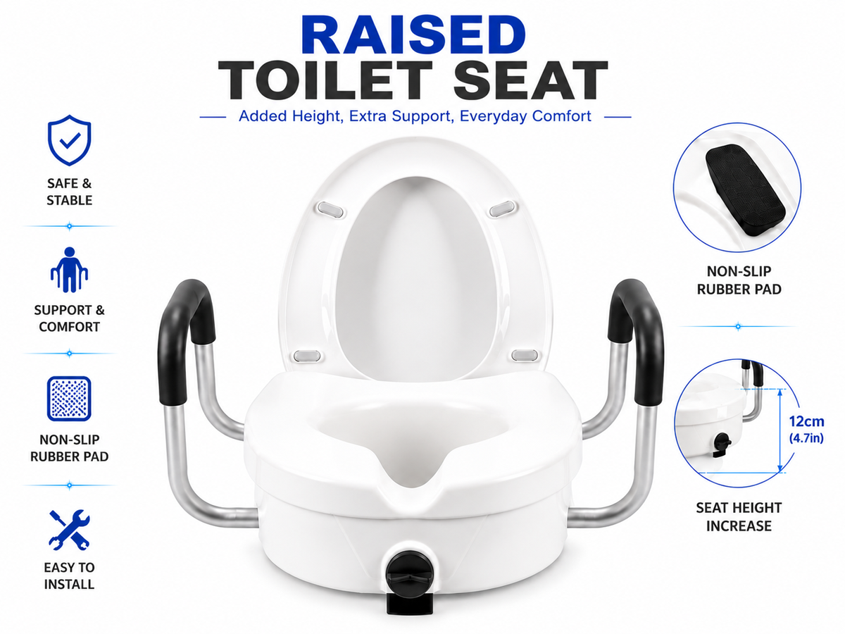 Raised Toilet Seat with Arms